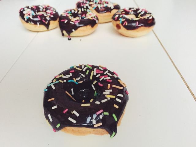 Close-up of donuts