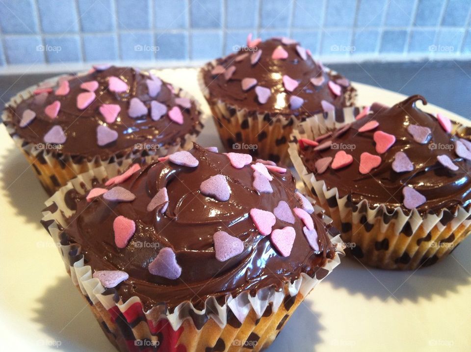 Home made cup cakes with Nutella icing.