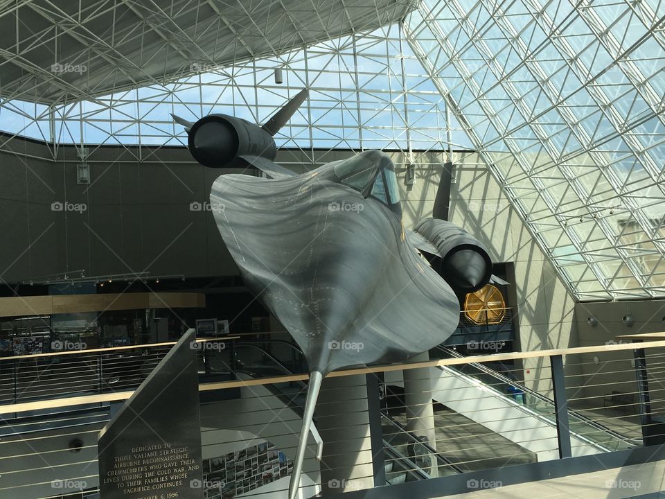 Shot of Black Bird aircraft in the Strategic Air Command Museum in Nebraska.