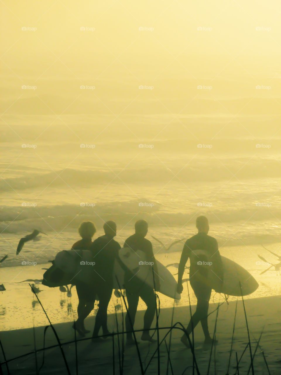 Surfers stroll