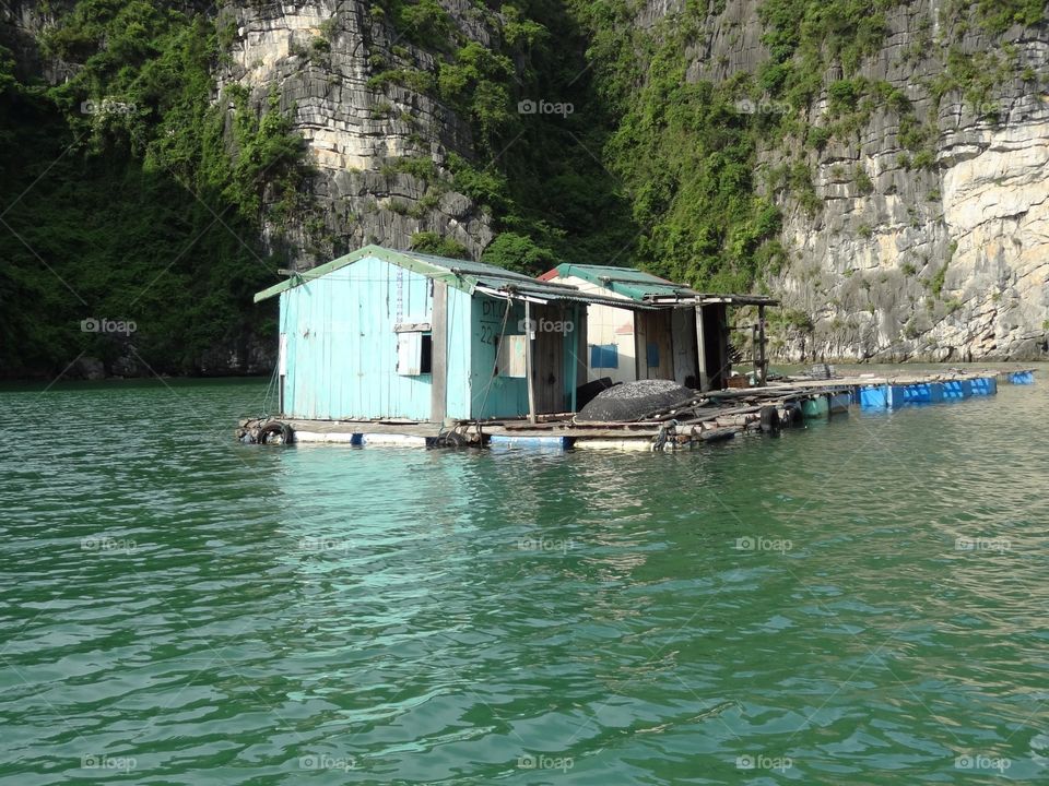 Floating village Vietnam 