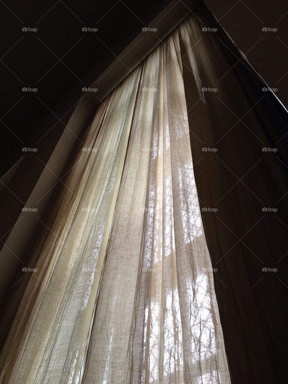 Window drapes in perspective at Hardwick Hall, Derbyshire. 