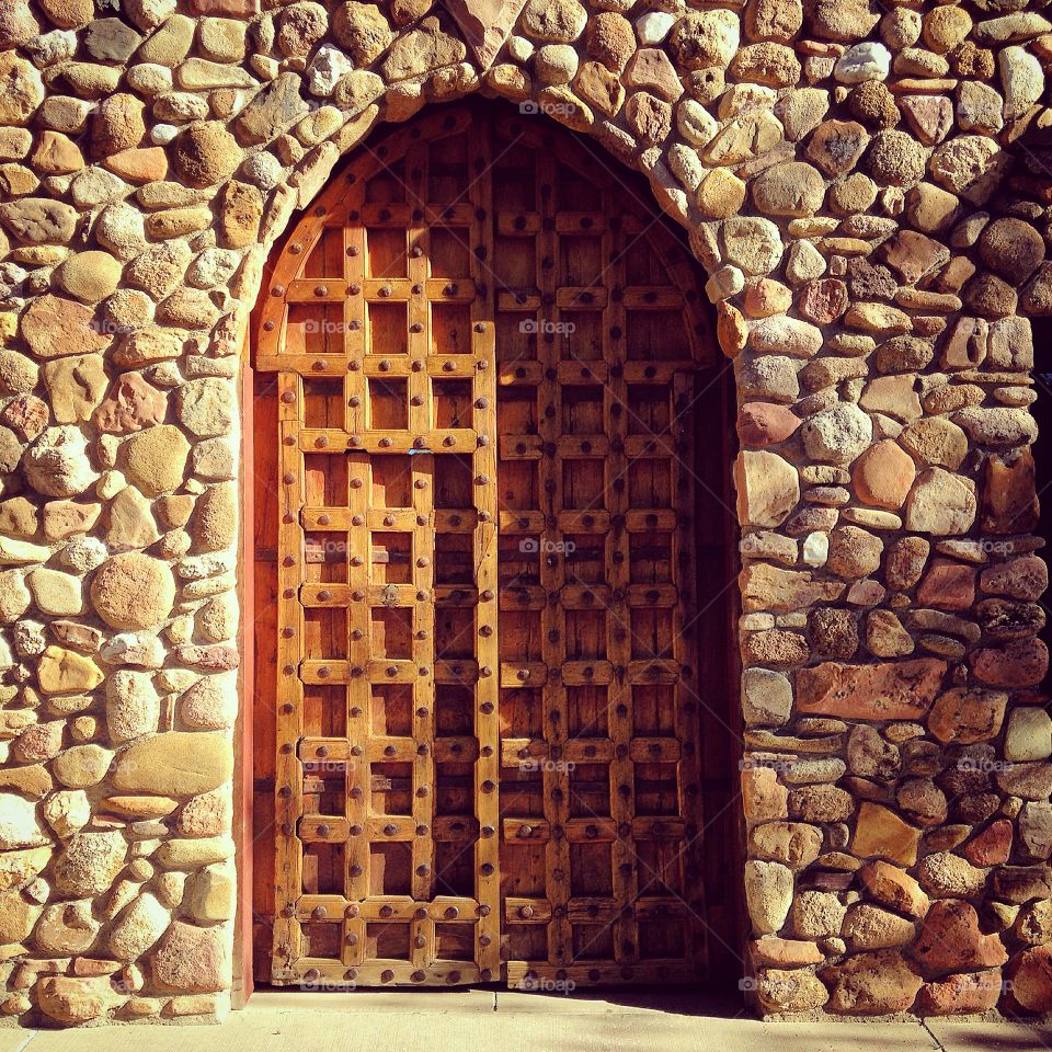Stone and wood doors 