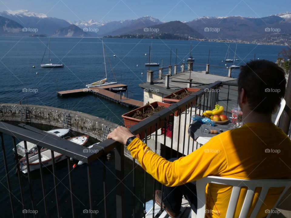 fantastic view over water and mountains