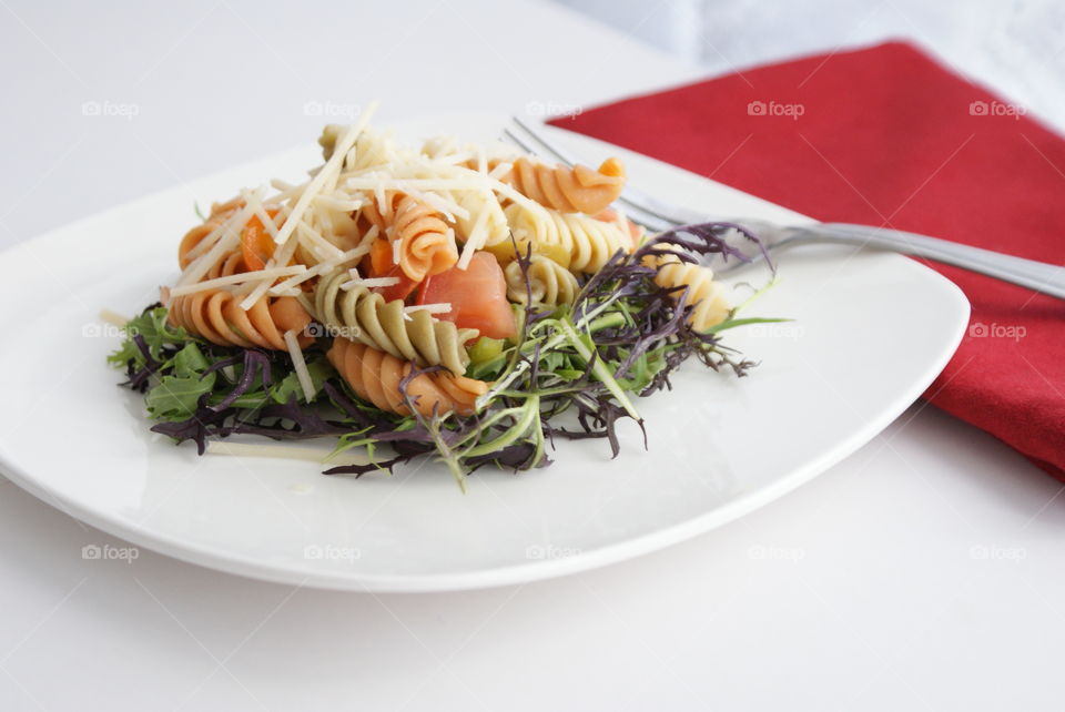 Pasta salad in plate