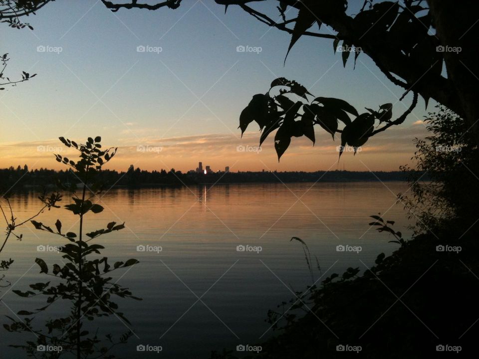 Sunset over the lake