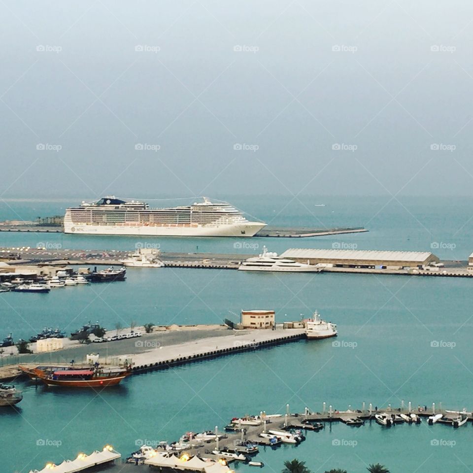 Cruise ship at Doha port, Qatar