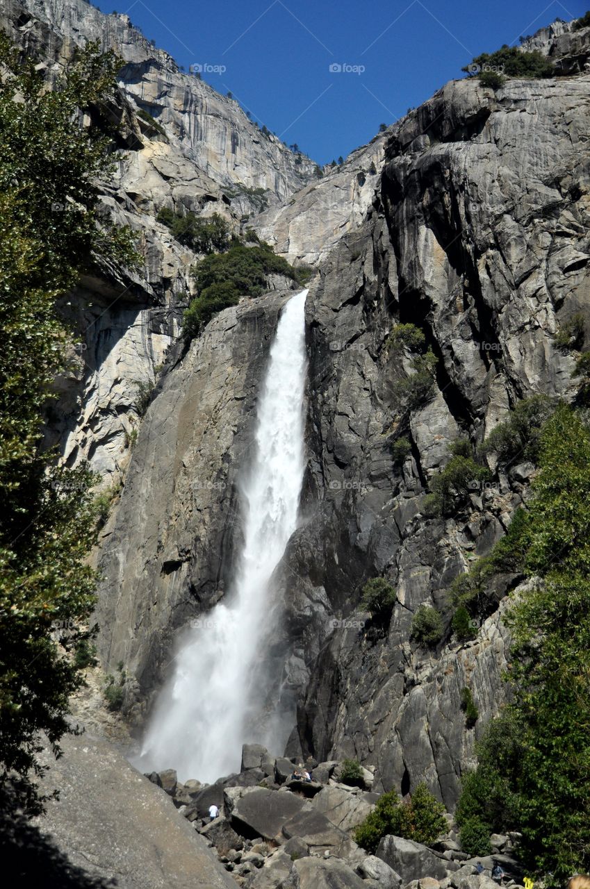 Waterfall on rocky mountain