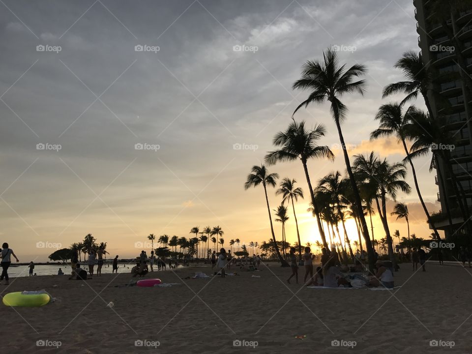 Hawaii Honolulu Waikiki beach sunset
