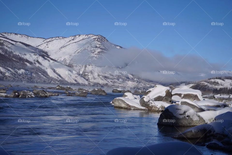 Snow Mountain River in Xinjiang, China