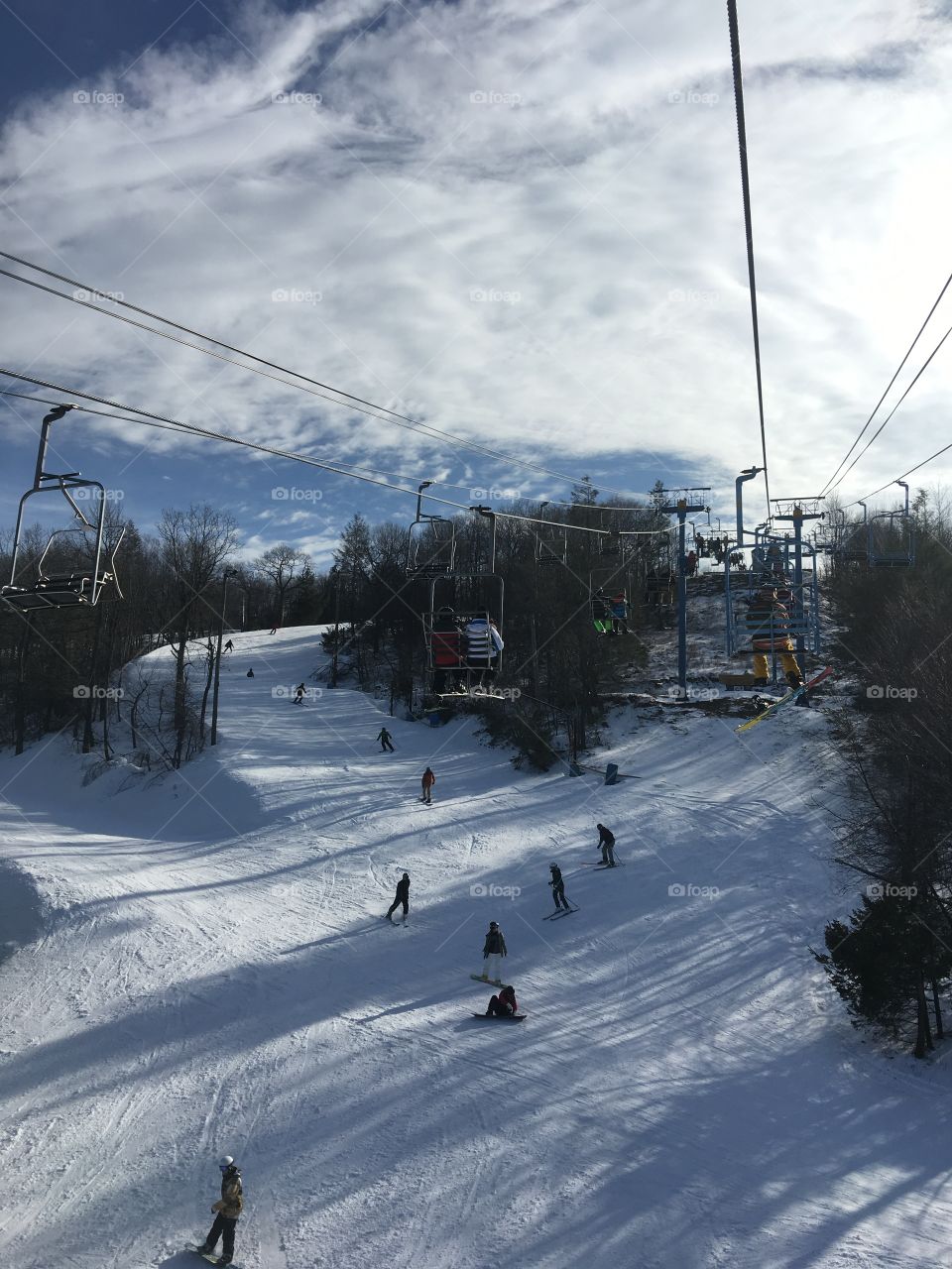 Gorgeous view from ski lift in Pennsylvania in the winter 