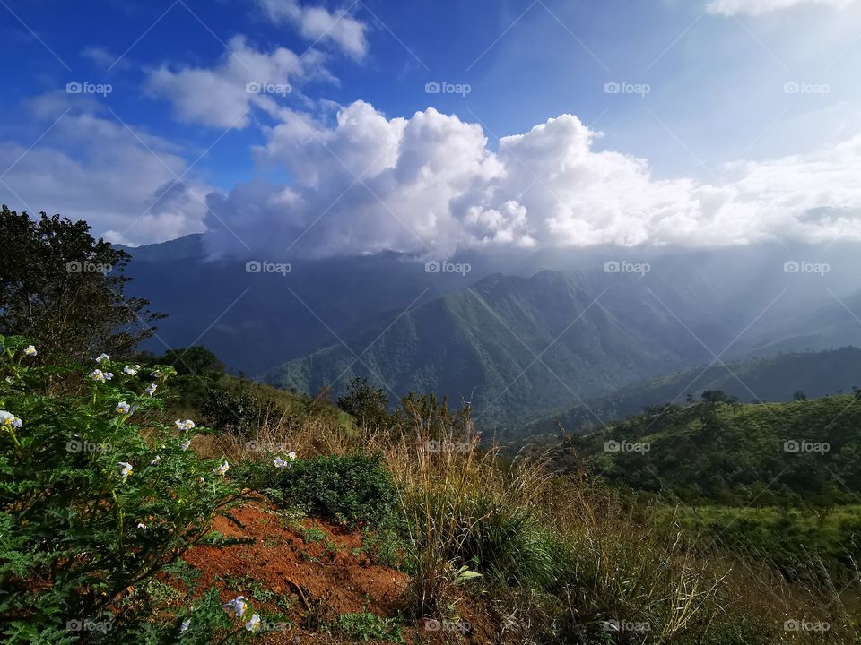 Nilgiri Mountains with clouds