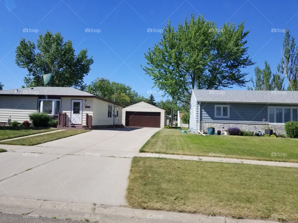 Home, House, Driveway, Lawn, Garage