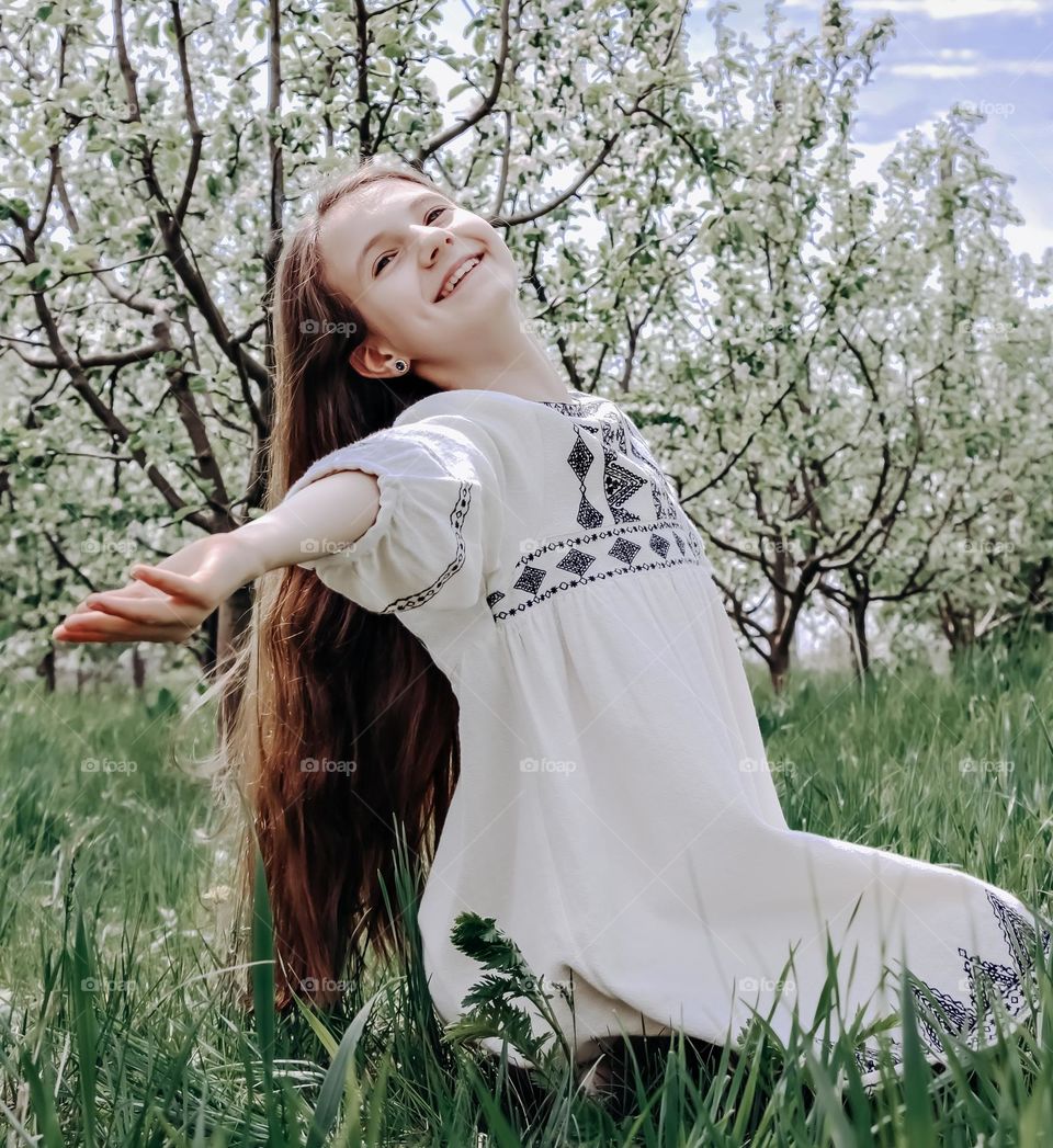 teenage girl with long hairs