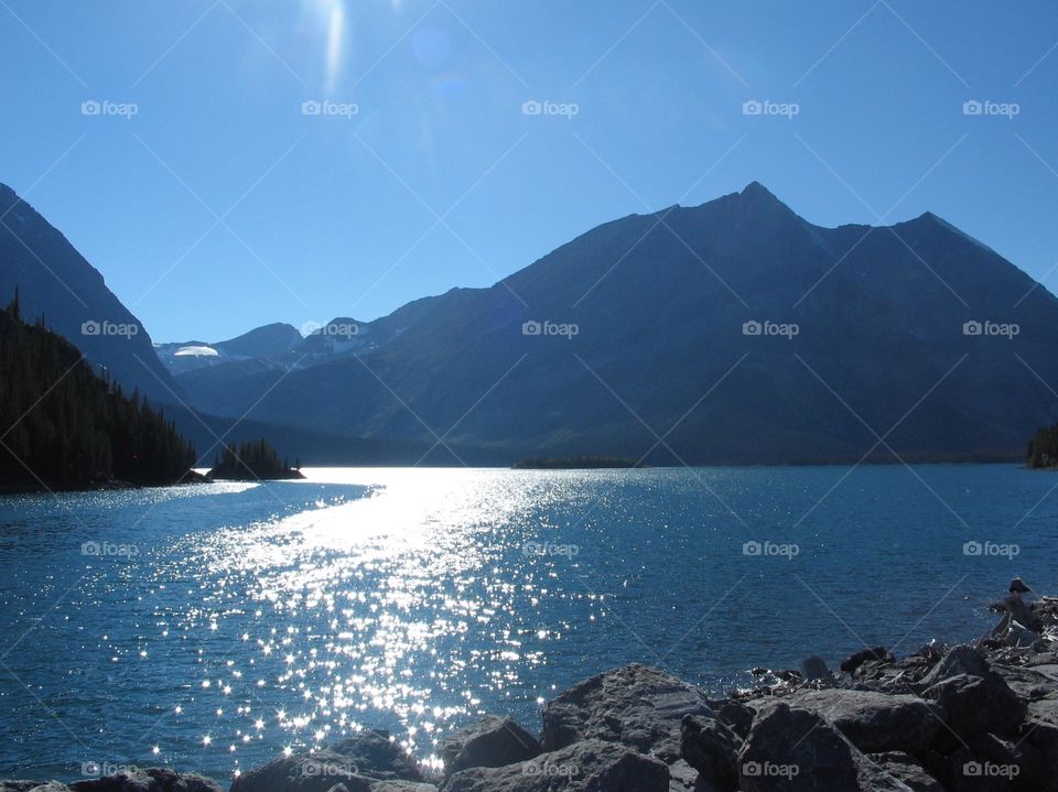 Blue sky, blue mountain, blue lake