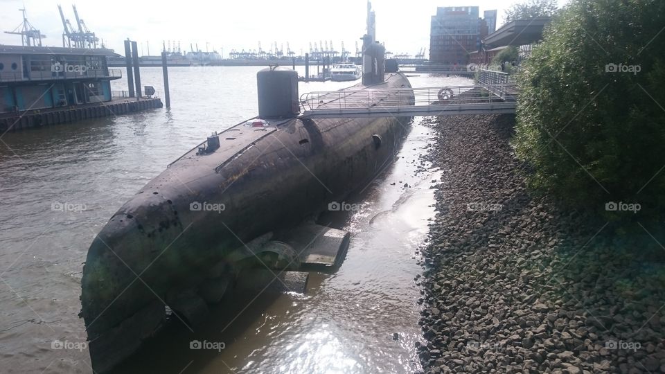 old submarine in hamburg