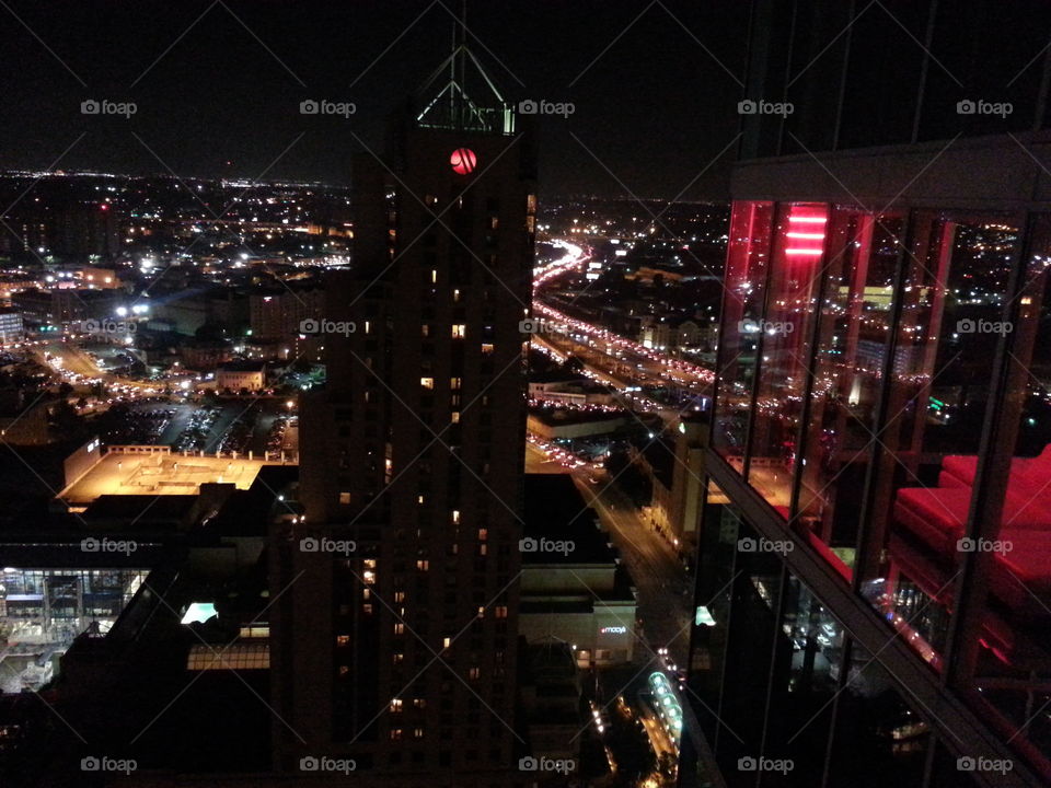 City Night. view from top of Grand Hyatt, San Antonio