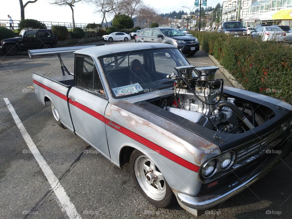 Vintage Truck with the Engine Showing 