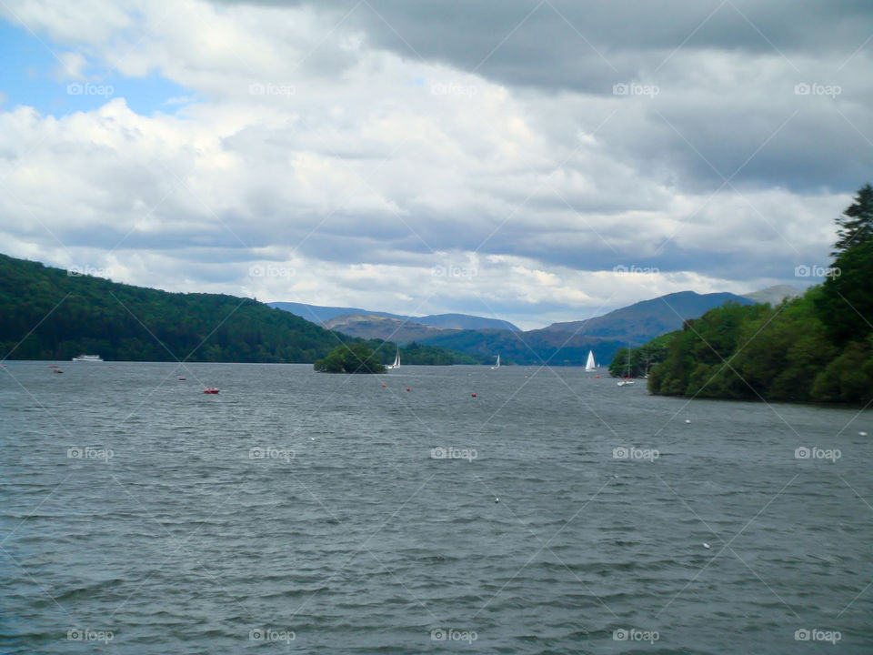 Placid lake with fresh water 