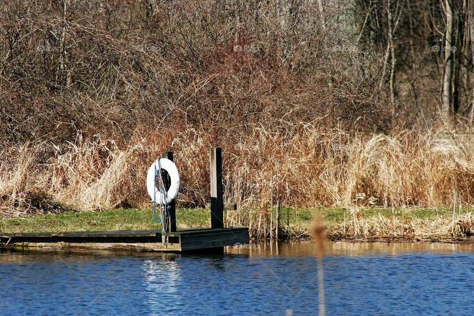 View of pier on river