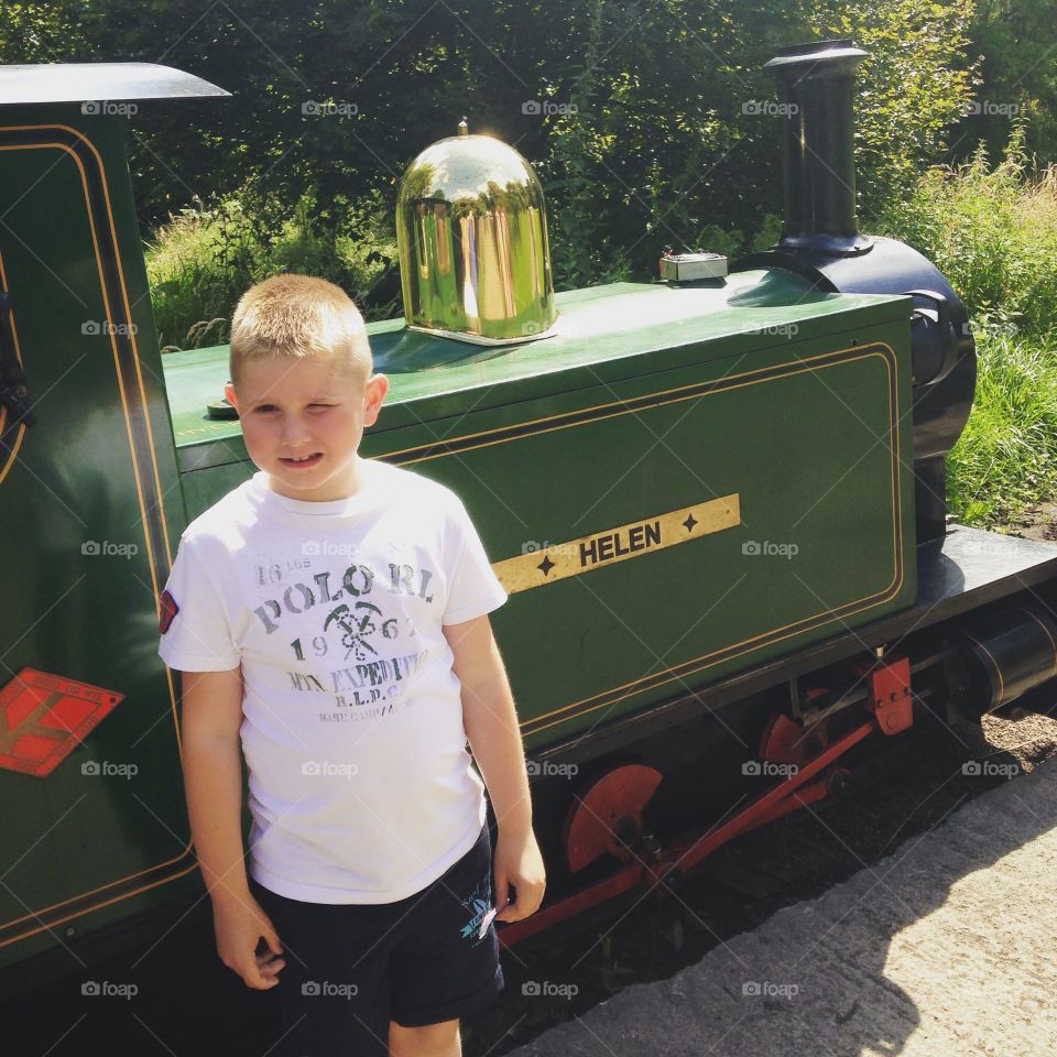 Helen the train. My son at Haigh Hall just after a ride on Helen the miniature train