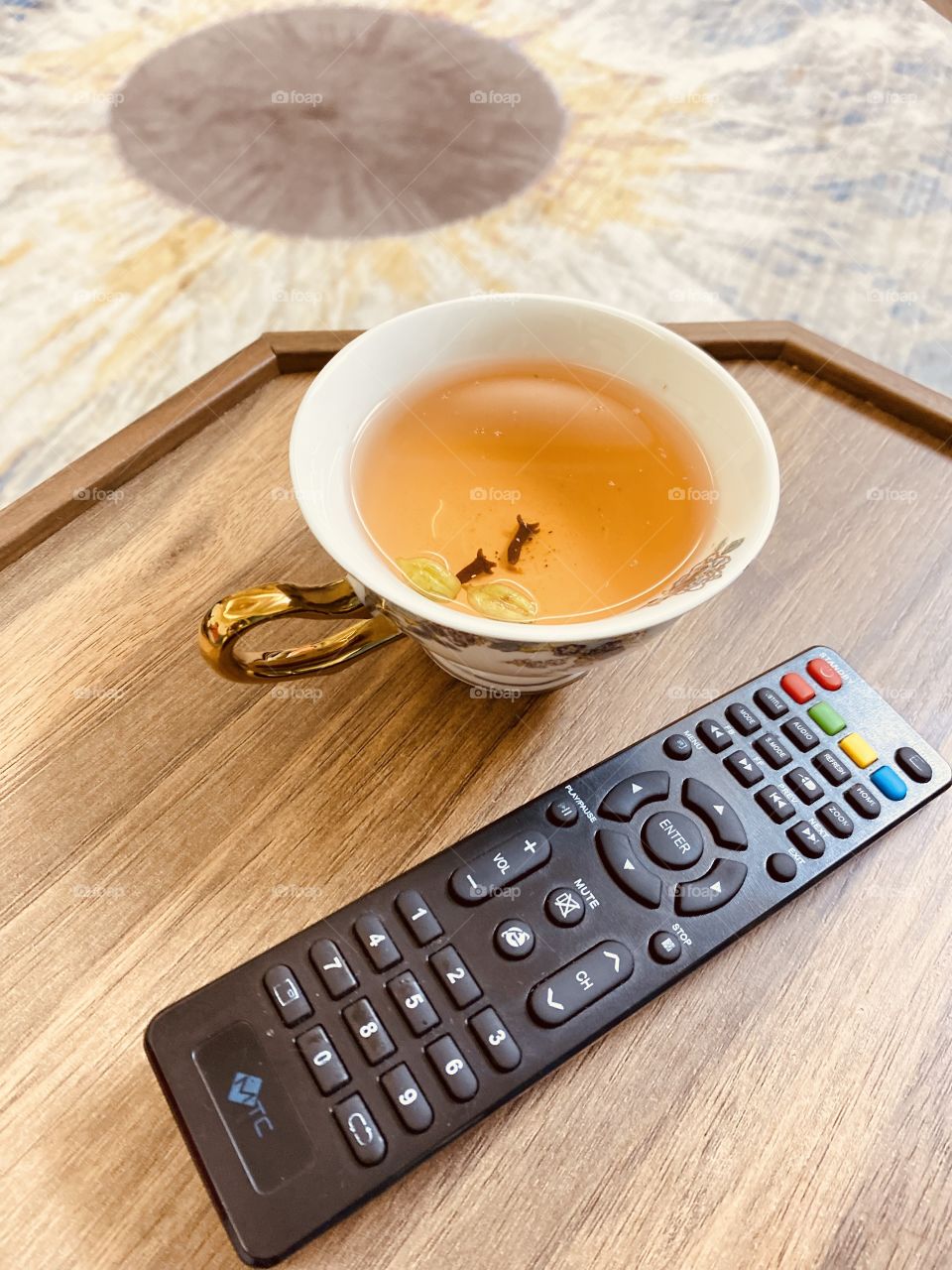 Herbal tea with cinnamon, cloves, cardamom and mint after tiredness