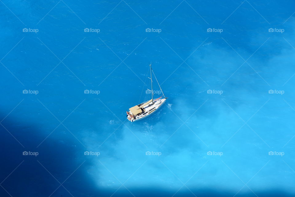 Aerial view of boat in sea