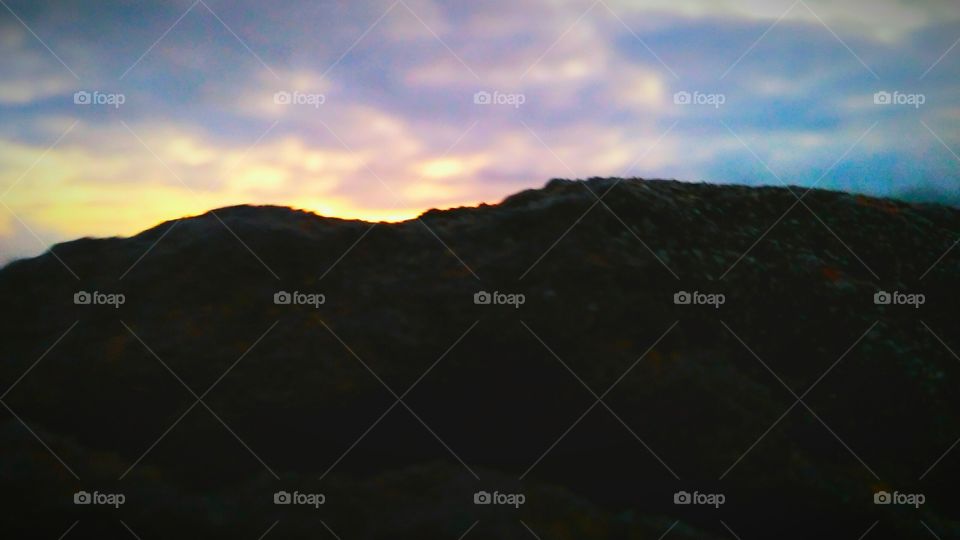 fake mountain, beautiful sunset