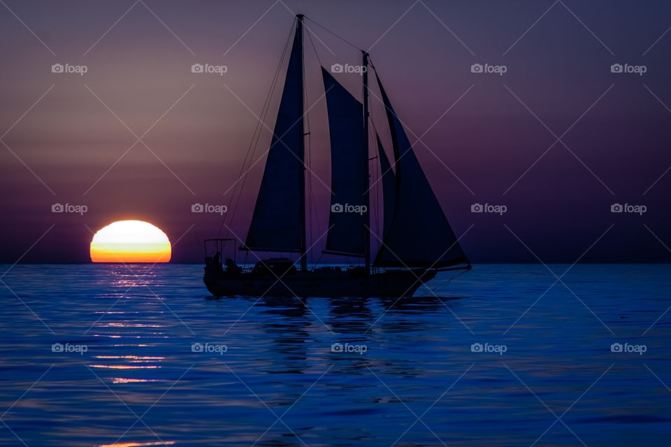 Twilight sailboat