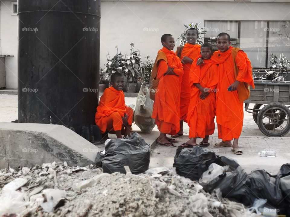 Monks in trash