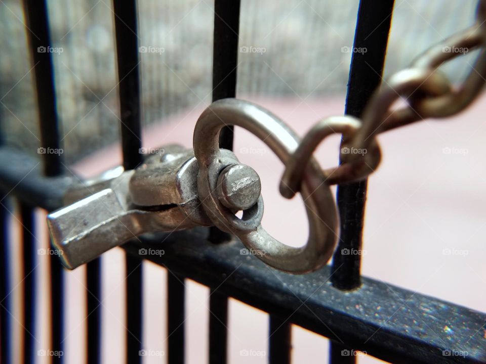 metal safety chain,  closeup