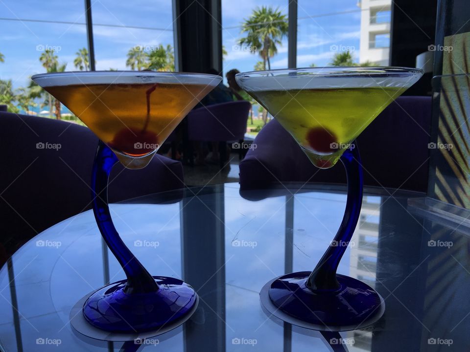 Contemporary martini glasses.