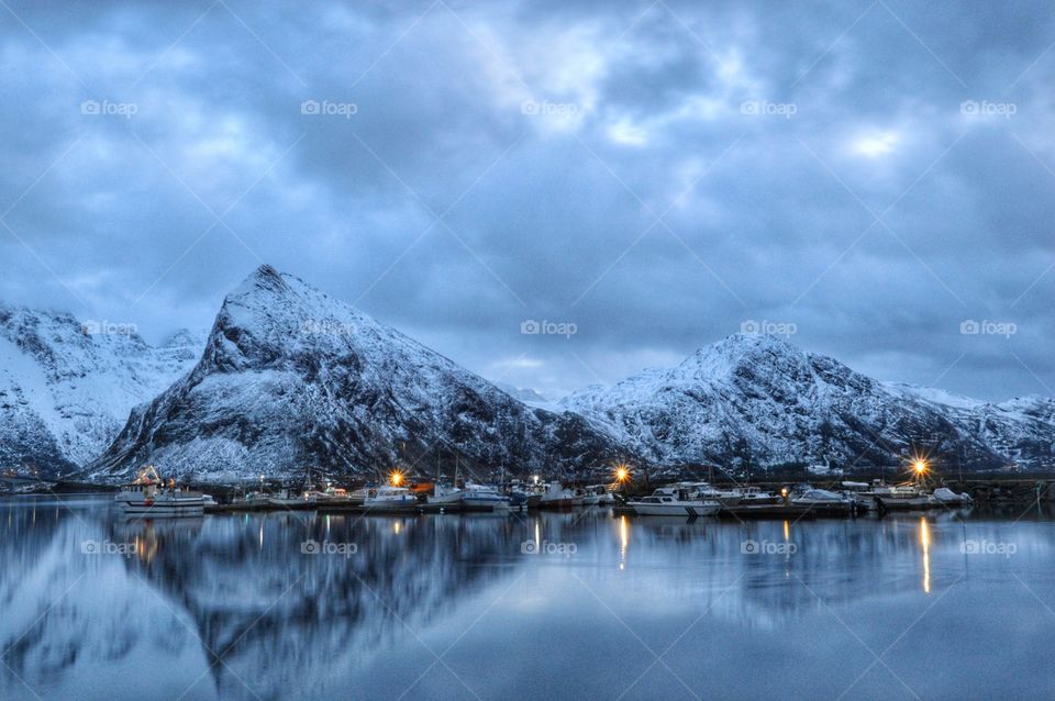 Mountain reflections in Lofoten Islands