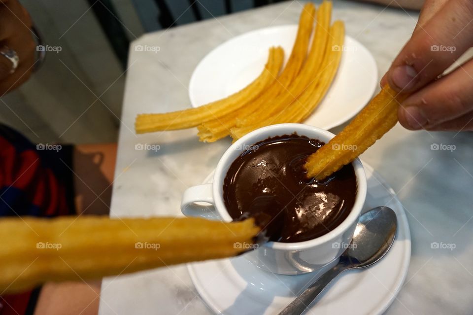 The best churros with chocolate in Madrid at Chocolatería San Ginés