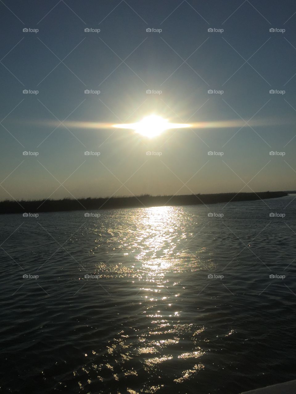 Sunset on the water of Tybee island