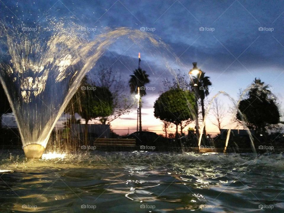 Beautiful fountain at marrakech city.