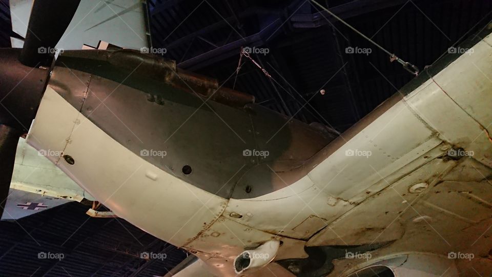 Underside of Hawker hurricane suspended in the science museum london