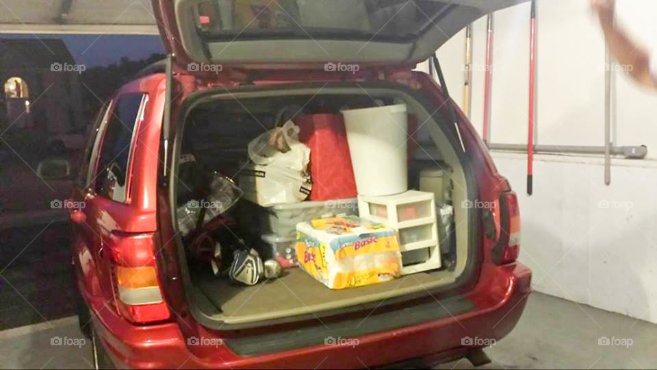 packing for college. packing the car with all my son's belonging for College