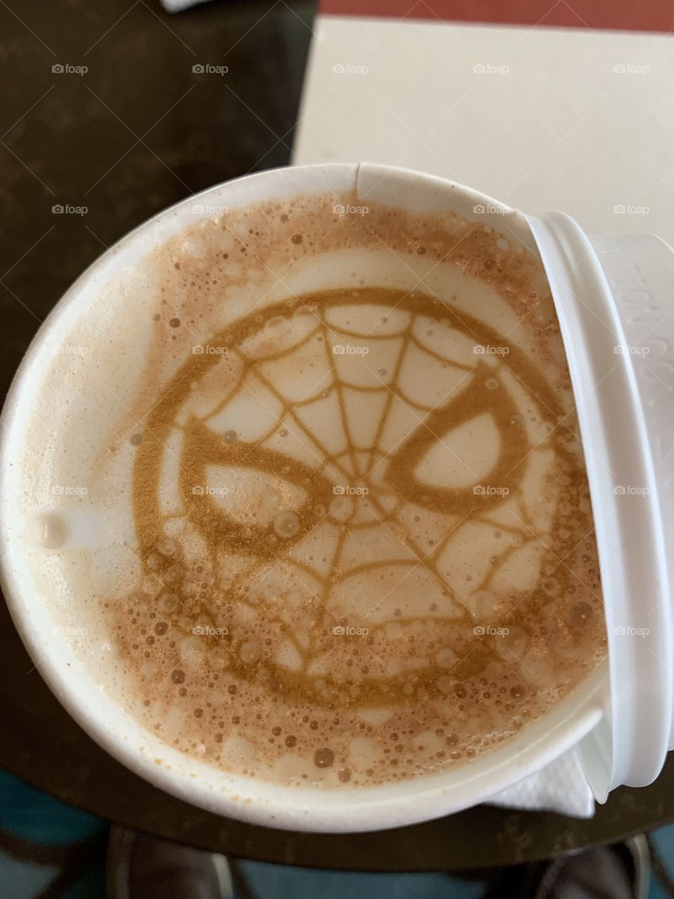 Spider-Man latte. 