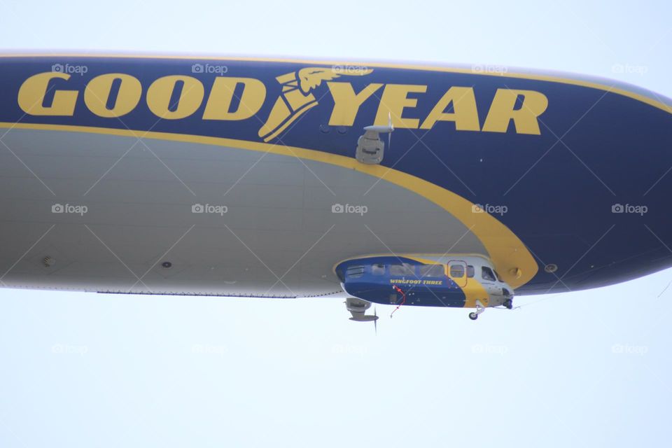 Look up at the blimp