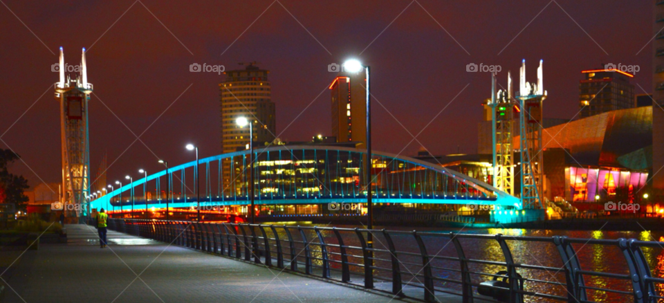 salford quays light night neon by snappychappie