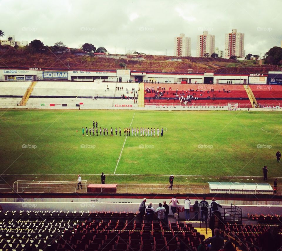 Estádio Jayme Cintra -  Jundiaí/SP. Campo de futebol do Paulista Futebol Clube. O Galo da Serra do Japi. 