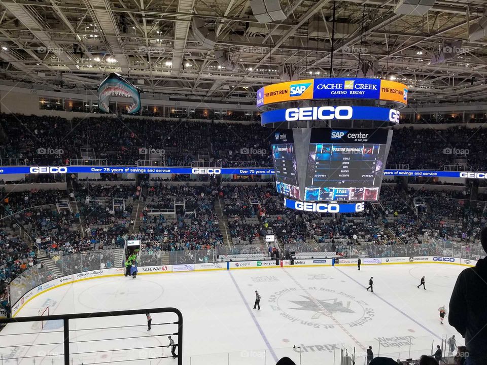 Inside the San Jose Sharks Arena in San Jose, California. November 2018.
