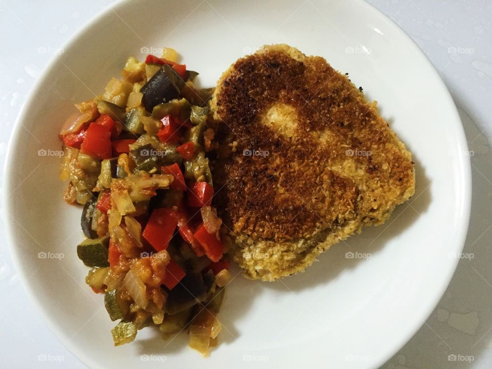 Croquette fish with ratatouille