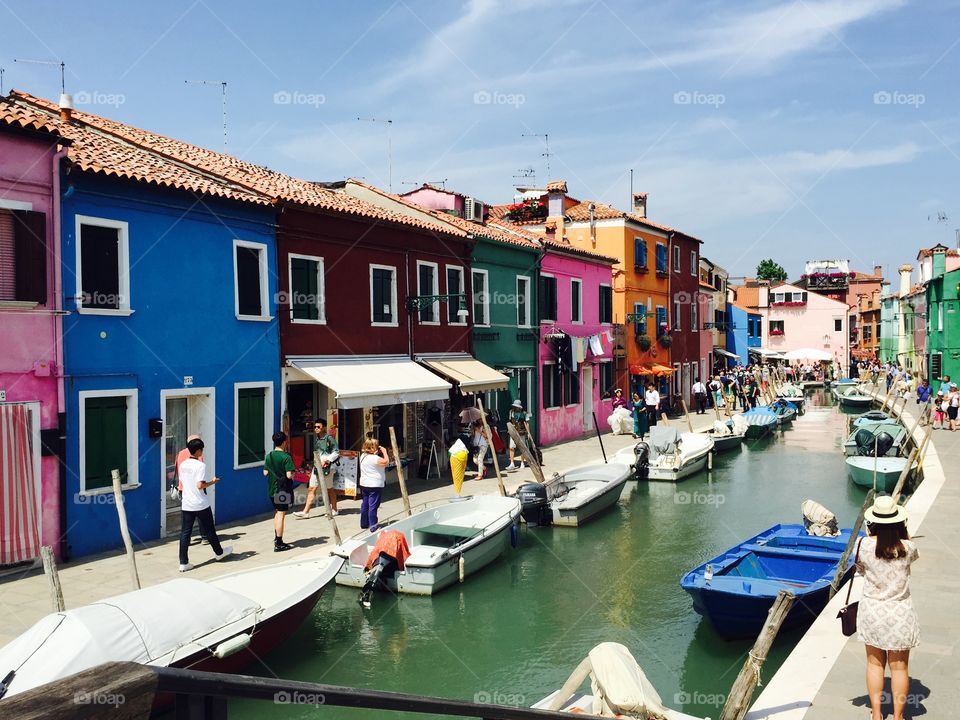 Colorful houses of Burano. Beautifully colorful houses seen on the Venetian island of Burano