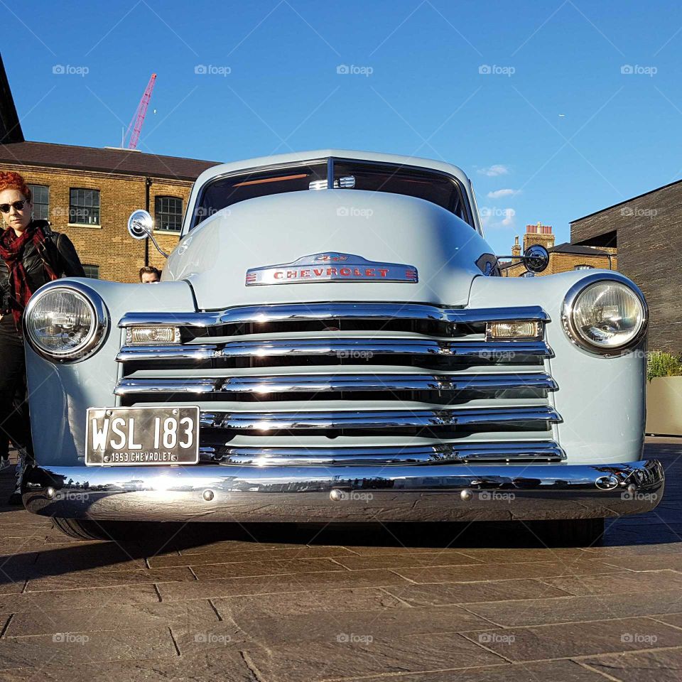 Old cars exhibition in Granary Square, St. Pancras. Shiny and beautiful!