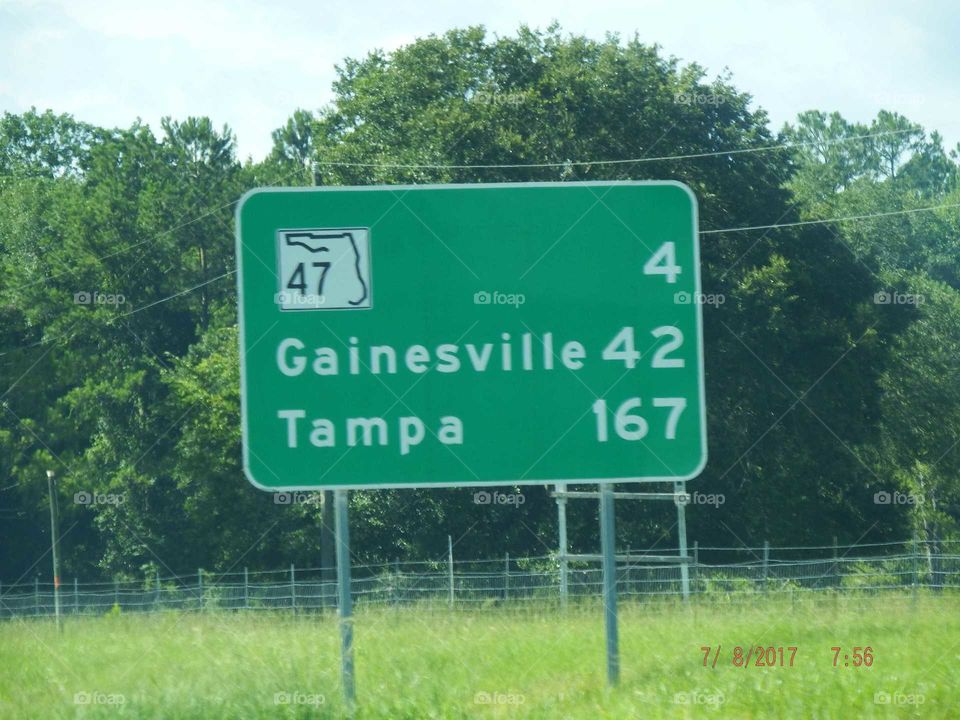 Gainesville, Tampa sign