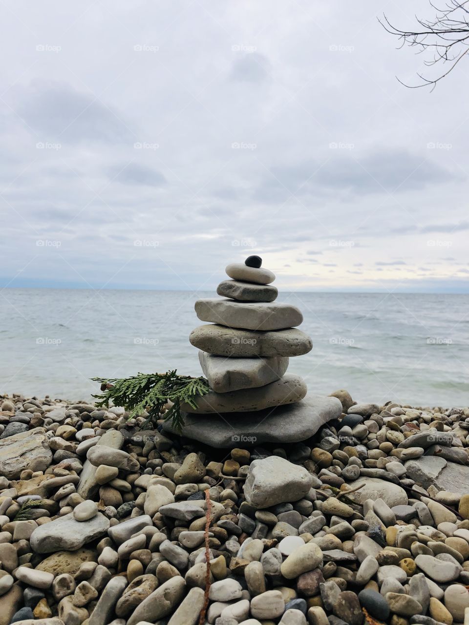 This cairn will lead you to the magnificent Lake Michigan bay if you are hiking in Peninsula State Park in Door County, Wisconsin.