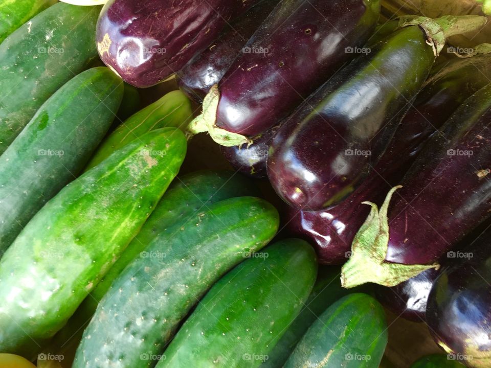 Cucumber and eggplant