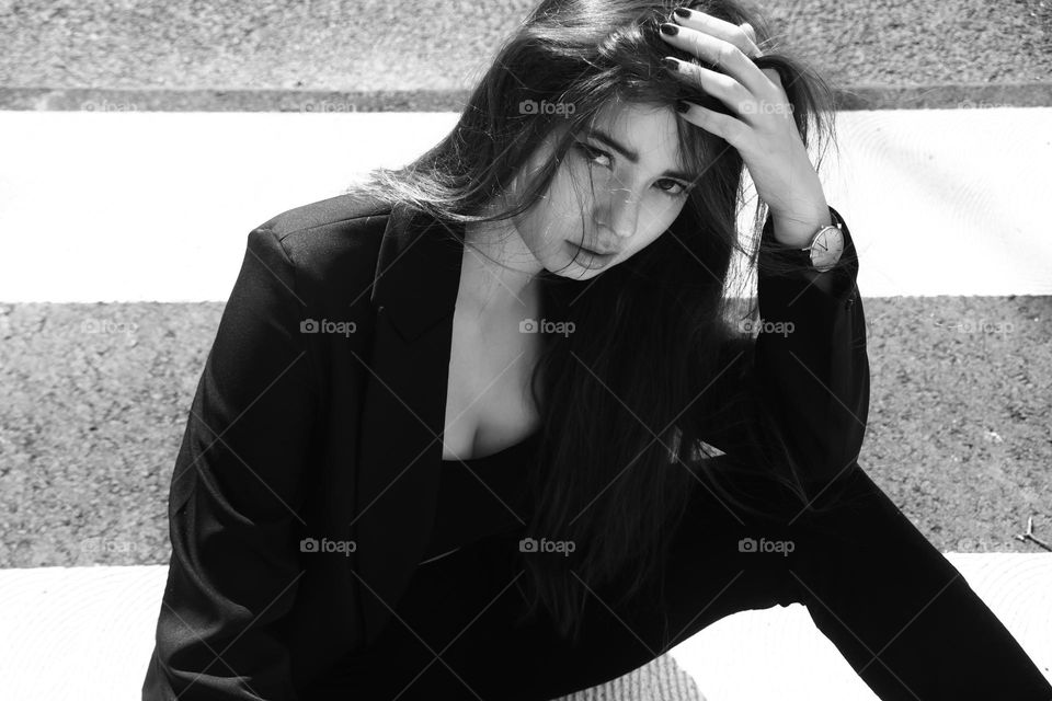 Black & white self- portrait